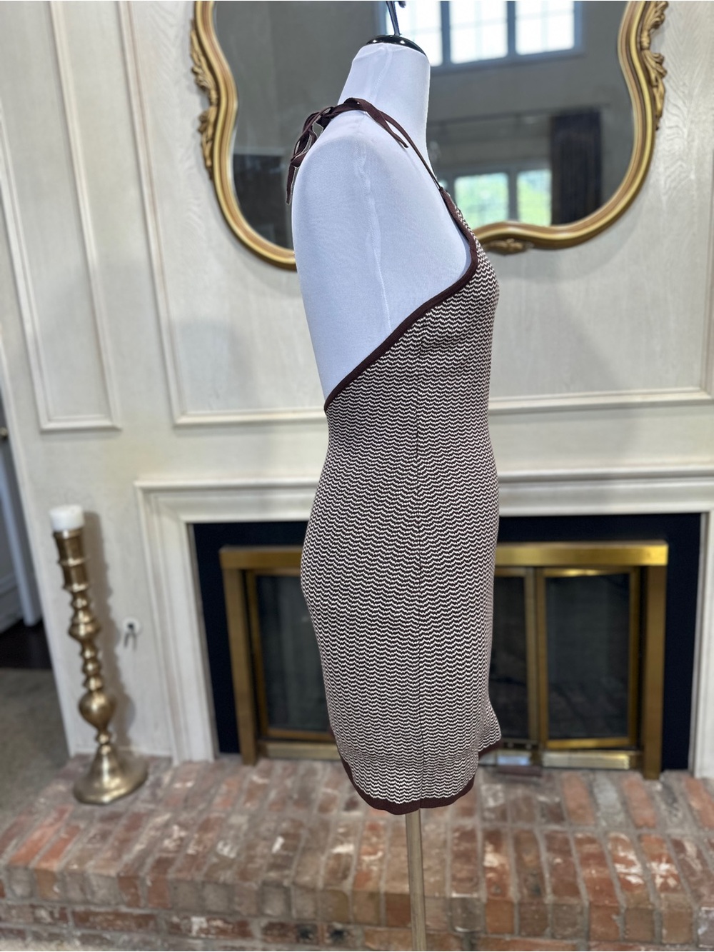 Abercrombie & Fitch Dress S Knit Halter Chevron Mini Resortette Retro Y2K - Picture 6 of 11